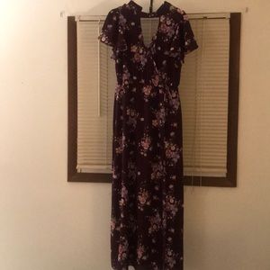 Burgundy floral maxi dress
